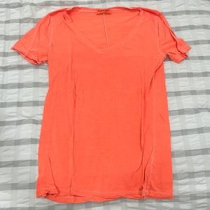 Michael Stars Neon Orange Cotton V Neck T Shirt, One Size